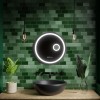 Oglinda LED Rotunda, 60cm, Micah Senzor MotionGlow Marcello, Sistem Dezaburire, Ceas &amp; Termometru, Lupa Cosmetica, Dimabila ModernLight Concept