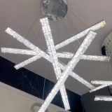Lustra LED suspendata cu telecomanda si cristal LIBORIA, 64W, lumina Rece/Calda/Neutra, Dimabila, Crom Lucios, Alessandro DESIGN