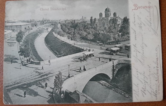 Carte postala, Bucuresti Cheiul Dambovitei, inceput de secol XX