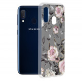 Techsuit - Marble Series - Samsung Galaxy A20e,gri cu flori