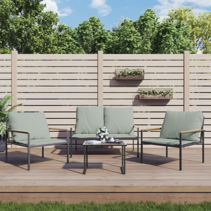 vidaXL Set mobilier de grădină, cu perne, antracit, 4 piese, oțel 3188016