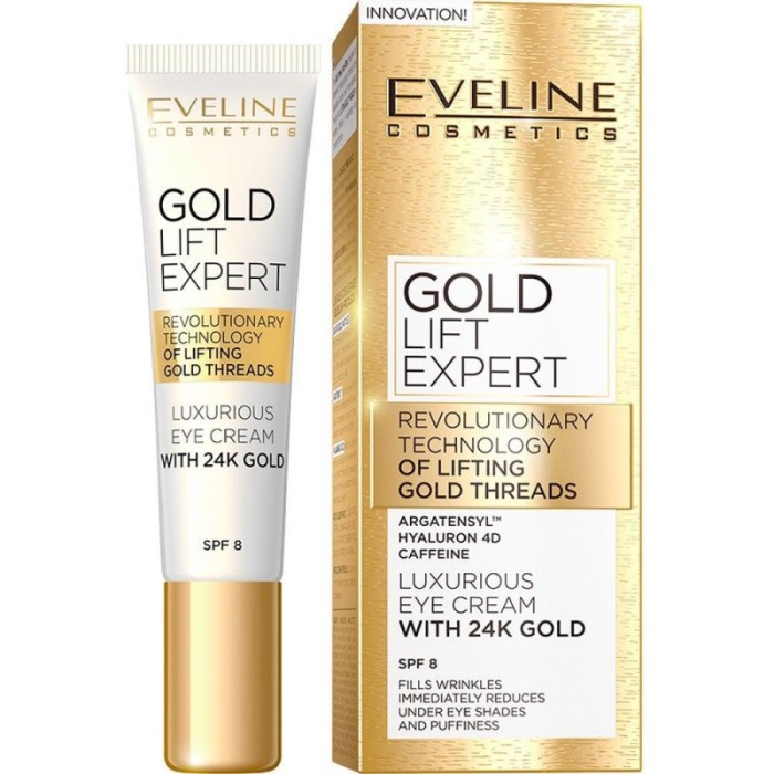 Eveline Gold Lift Expert Eye Cream cu 24K Gold SPF 8 Cremă antirid pentru ochi 15 ml