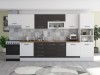 Bucatarie Laura 380, wenge alb, blat termic nuc, corp hota, soldat