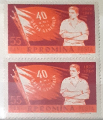 Romania 1960 Lp 507 pereche ,40 ani de la greva din 1920, nestampilata foto