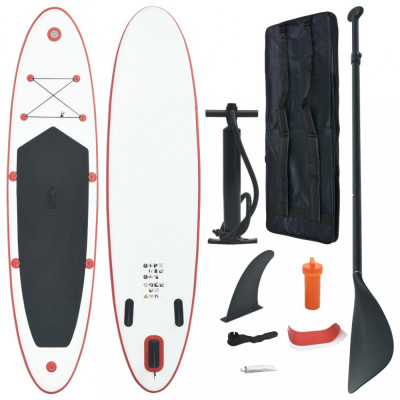 vidaXL Set placă stand up paddle SUP surf gonflabilă, roșu și alb foto