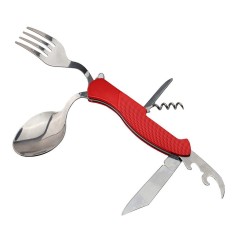 Briceag multifunctional DEPOX&reg;, True Outdoor, otel inoxidabil, 6 functii, 19.5 cm, rosu