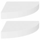 Rafturi colțar de perete, 2 buc., alb, 25 x 25 x 3,8 cm, MDF