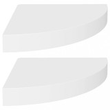 Rafturi coltar de perete, 2 buc., alb, 25 x 25 x 3,8 cm, MDF