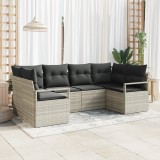 VidaXL Set Canapea de Grădină cu 6 Piese și Perne Gri Deschis din Rattan Polimer
