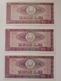 Lot 3 bancnote 10 lei,an 1966,consecutive,UNC