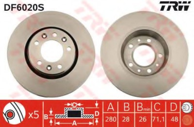 Disc frana PEUGEOT EXPERT Tepee (VF3V) (2007 - 2016) TRW DF6020S foto