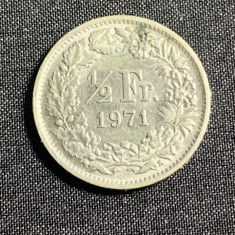 Moneda 1/2 franci 1971 Elvetia