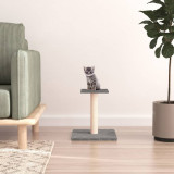 VidaXL St&acirc;lp de zg&acirc;riat pentru pisici cu platformă, gri deschis, 38 cm