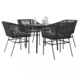 Gossi set de sufragerie de gradina 5 piese neagra sticla poly rattan