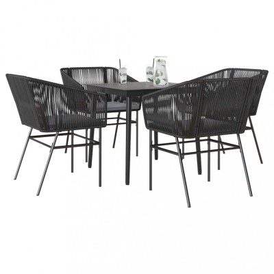 Gossi set de sufragerie de gradina 5 piese neagra sticla poly rattan foto