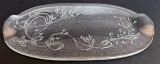 Platou tip tava cu model floral Art Nouveau din cristal glazurat, produs de Bel Mondo - Germania, vintage anii 60, lungime 39 cm