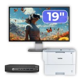 Pachet Calculator Second Hand HP Elitedesk 800 G2 Mini PC, Intel Core i7-6700T 2.80GHz, 16GB DDR4, 512GB SSD + Monitor 19&amp;quot; &amp; Imprimanta Brother H
