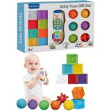 Cumpara ieftin Set 15 Jucarii Educative Bebelusi, Cuburi, Telecomanda Muzicala, Forme Senzoriale, 0+ Luni