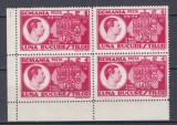 ROMANIA 1938 LP 125 LUNA BUCURESTILOR BLOC DE 4 TIMBRE COLT DE COALA MNH