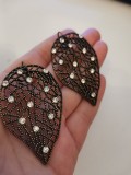 Cercei -lungi FRUNZA - cu pietre cristale Swarovski Martisor