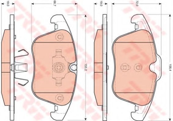 Set placute frana,frana disc JAGUAR XF SPORTBRAKE (CC9) (2012 - 2014) TRW GDB1705