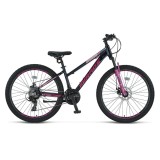 Bicicleta MTB Umit Mirage Lady 2D, 21 viteze, culoare negru roz, roata 26 , cadru din aluminiu, frana disc