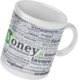 Cana Money.It, ceramica, alb/gri/verde, 8,2 x 9,7 cm, 350 ml