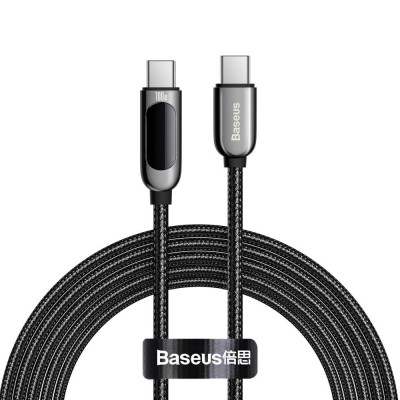 Cablu de Date Type-C la Type-C 100W, Fast Charging, 2m Baseus Display (CATSK-C01) Negru foto