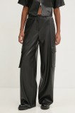 HUGO pantaloni femei, culoarea negru, fason cargo, high waist, 50534209