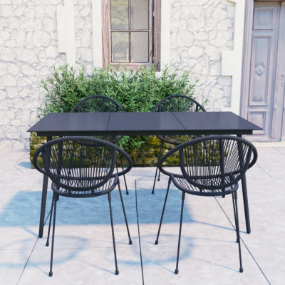 vidaXL Set mobilier de exterior, 5 piese, negru, ratan PVC foto