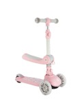 Trotineta transformabila cu sezut pliabil si lumini led, momi debe - pink