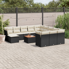 vidaXL Set mobilier de grădină cu perne, 13 piese, negru, poliratan foto