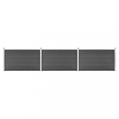 vidaXL Set de panouri de gard, negru, 526 x 105 cm, WPC foto