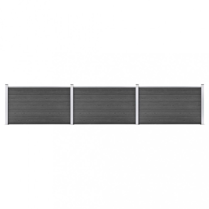 vidaXL Set de panouri de gard, negru, 526 x 105 cm, WPC