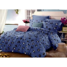 Lenjerie de pat pentru o persoana cu husa de perna dreptunghiulara, Blue Panda, bumbac mercerizat, multicolor