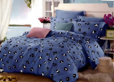 Lenjerie de pat matrimonial cu husa elastic pat si fata perna dreptunghiulara, Blue Panda, bumbac mercerizat, multicolor foto