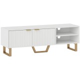 HOMCOM Comodă TV banc TV pentru televizoare de p&acirc;nă la 177,8 cm - dulap cu 2 uși canelate, compartiment deschis și treceri pentru cabluri | Aosom Roma