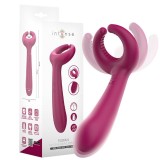 Vibrator pentru cupluri INTENSE Rowan, cu 10 funcții de vibrație, din silicon moale, rezistent la apă, culoare roz &icirc;nchis