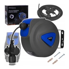 Cablu electric prelungitor cu tambur retractabil automat, 10m, 3 x 1.5 mm, Kraft