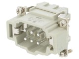 Conector HDC TE Connectivity HE 6 pini 16A 500V tată inserturi contact argintat