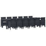 vidaXL Set de masă pentru grădină 13 pcs Antracit Ratan Polt 3378774