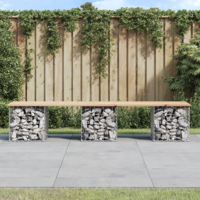vidaXL Bancă de grădină, design gabion, 203x44x42cm, lemn masiv de pin foto