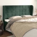 vidaXL Tăblie pat cu aripioare verde &icirc;nchis 163x23x118/128 cm catifea 3118013
