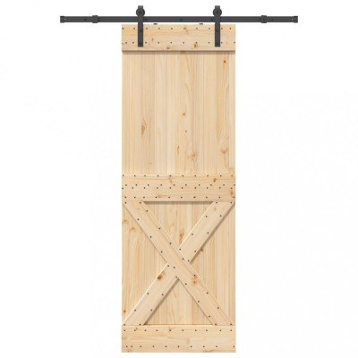vidaXL Ușă glisantă cu set de feronerie 80x210 cm, lemn masiv de pin 3332749 foto