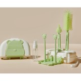 Set Portabil cu Suport de Spalare/ Uscare Biberoane, Flippy, Perii de Silicon pentru Curatarea Tetinelor, Suzetelor, Paharelor si Biberoanelor, Cutie