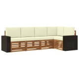 vidaXL Set canapea sectională gradina lemn masiv acacia natural crem cu perne confortabile