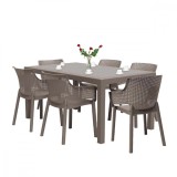Cumpara ieftin Set mobilier de grădină Evody 6+1 cappuccino
