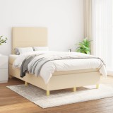 Cumpara ieftin Pat box spring cu saltea, crem, 120x200 cm, textil