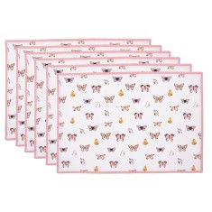 Set 6 suporturi farfurii bumbac Fluturasi 48x33 cm