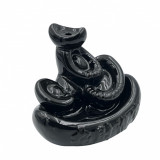 Suport Casacada ardere conuri parfumate Backflow, ceramica, Negru lucios, 12x12 cm